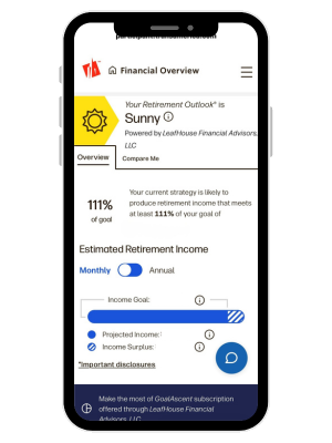 Retirement app on a phone